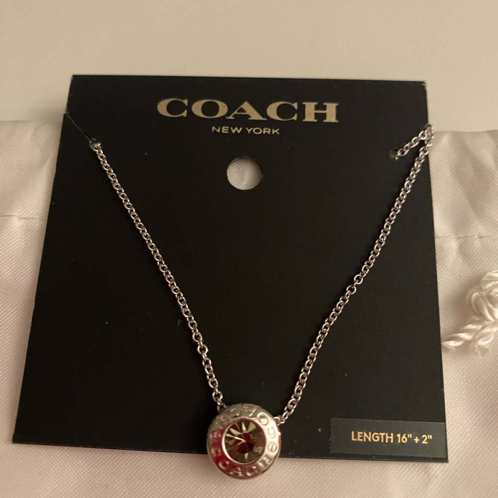 NWT coach Silver necklace with gem